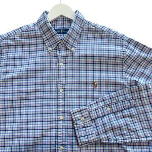 Ralph Lauren Check Plaid Button Down Shirt Long Sleeve Collared Mens XL